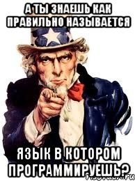 А ты знаешь как правильно называется язык в котором программируешь?, Мем а ты