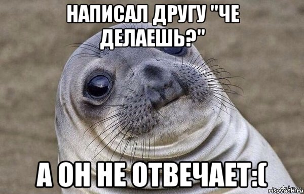 Написал другу "Че делаешь?" А он не отвечает:(