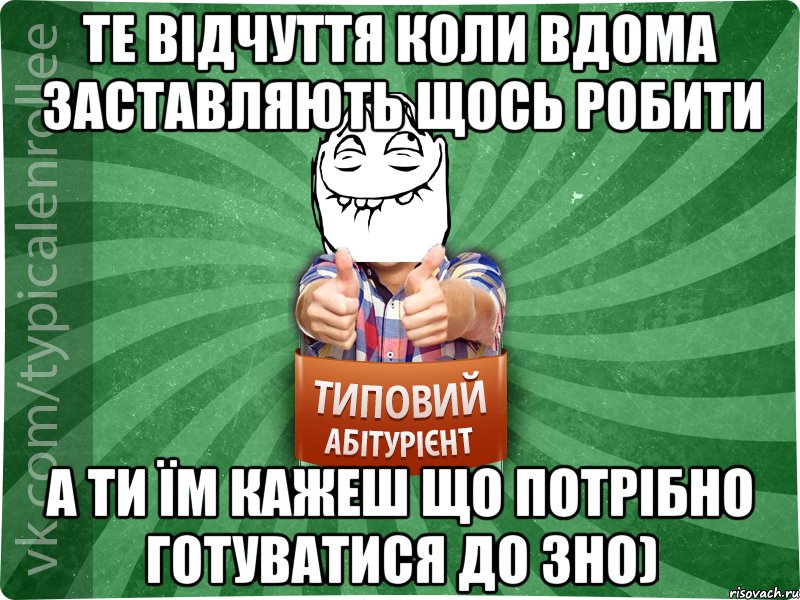 те відчуття коли вдома заставляють щось робити а ти їм кажеш що потрібно готуватися до ЗНО), Мем абтурнт5