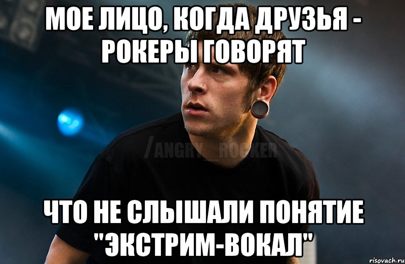 Мое лицо, когда друзья - рокеры говорят что не слышали понятие "экстрим-вокал", Мем Агрессивный Рокер Мое лицо когда