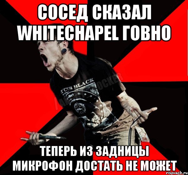 Сосед сказал whitechapel говно Теперь из задницы микрофон достать не может, Мем Агрессивный рокер