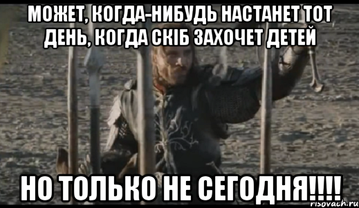 Может, когда-нибудь настанет тот день, когда Скіб захочет детей НО ТОЛЬКО НЕ СЕГОДНЯ!!!!, Мем  Арагорн (Но только не сегодня)