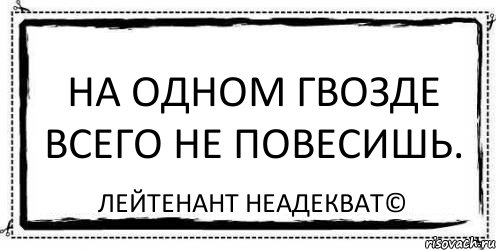 На одном гвозде всего не повесишь. Лейтенант Неадекват©