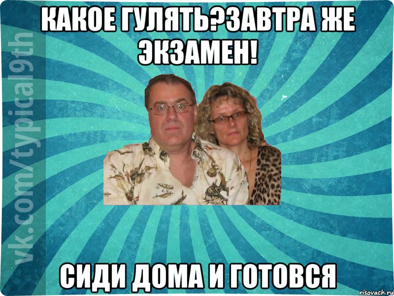 Какое гулять?Завтра же экзамен! Сиди дома и готовся