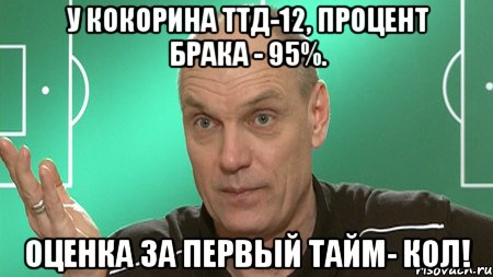 У Кокорина ттд-12, процент брака - 95%. Оценка за первый тайм- КОЛ!