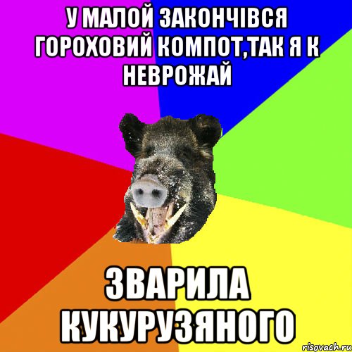 У малой закончівся гороховий компот,так я к неврожай зварила кукурузяного