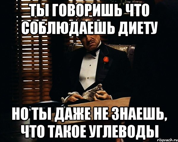 ты говоришь что соблюдаешь диету но ты даже не знаешь, что такое углеводы, Мем Дон Вито Корлеоне