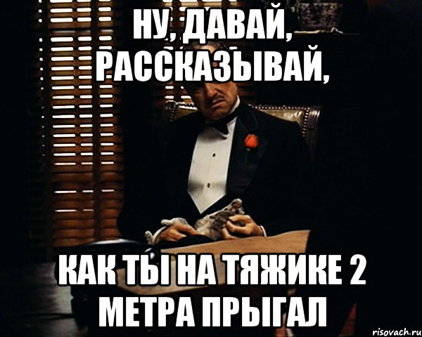 ну, давай, рассказывай, как ты на тяжике 2 метра прыгал, Мем Дон Вито Корлеоне