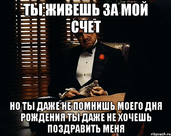 ты живешь за мой счет но ты даже не помнишь моего дня рождения ты даже не хочешь поздравить меня, Мем Дон Вито Корлеоне