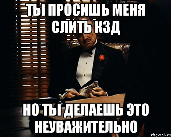 ТЫ ПРОСИШЬ МЕНЯ СЛИТЬ КЗД НО ТЫ ДЕЛАЕШЬ ЭТО НЕУВАЖИТЕЛЬНО, Мем Дон Вито Корлеоне