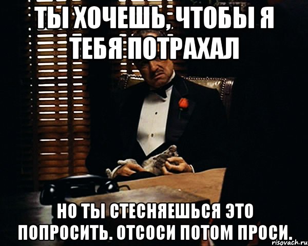 ты хочешь, чтобы я тебя потрахал но ты стесняешься это попросить. Отсоси потом проси., Мем Дон Вито Корлеоне