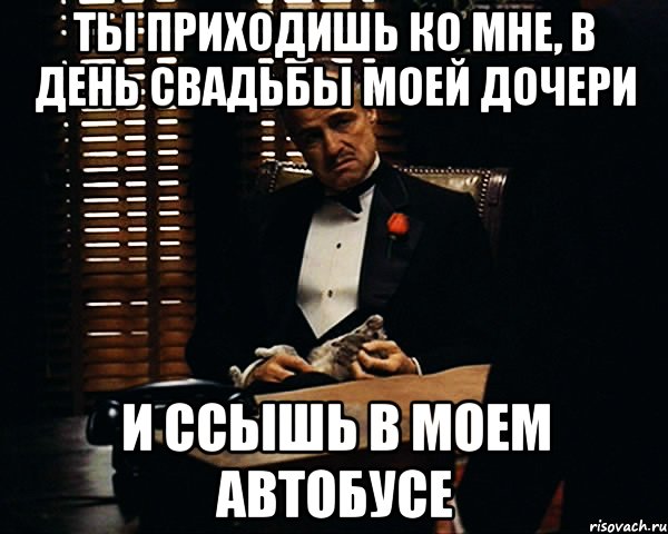 Ты приходишь ко мне, в день свадьбы моей дочери И ссышь в моем автобусе, Мем Дон Вито Корлеоне