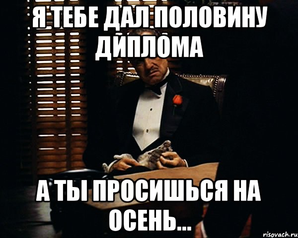 я тебе дал половину диплома а ты просишься на осень..., Мем Дон Вито Корлеоне