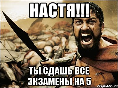 Настя!!! ты сдашь все экзамены на 5, Мем Это Спарта