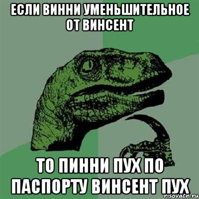 Если Винни уменьшительное от Винсент то Пинни Пух по паспорту Винсент Пух, Мем Филосораптор