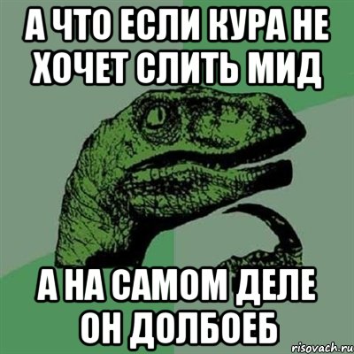 а что если кура не хочет слить мид а на самом деле он долбоеб, Мем Филосораптор