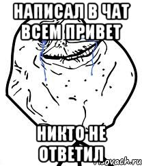 Написал в чат всем привет Никто не ответил, Мем Forever Alone