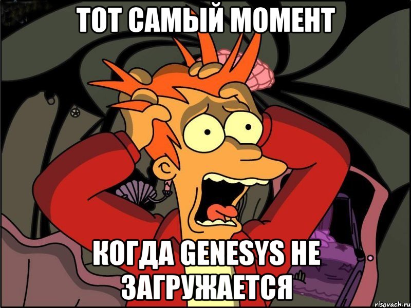 тот самый момент когда Genesys не загружается, Мем Фрай в панике