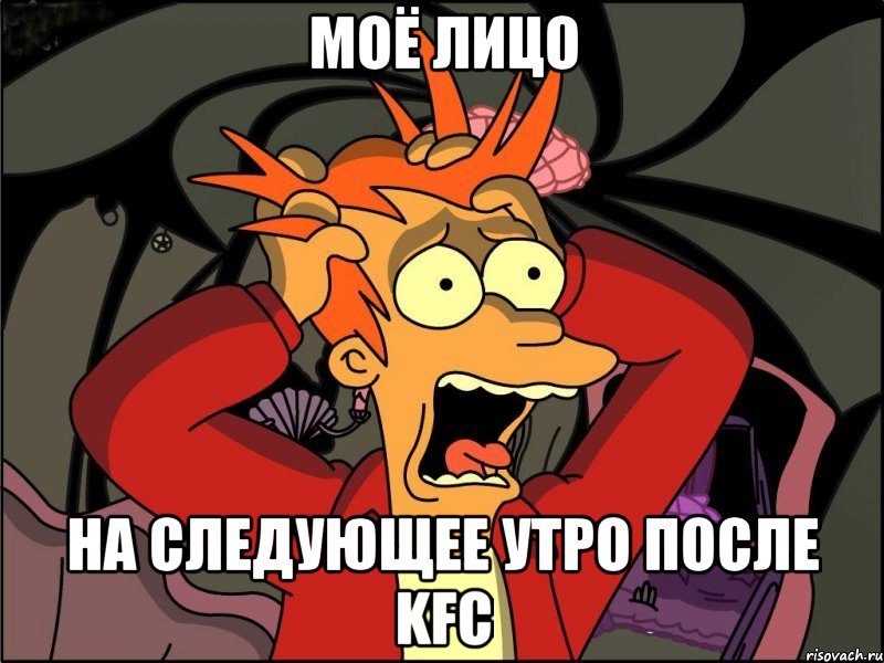 Моё лицо на следующее утро после KFC, Мем Фрай в панике