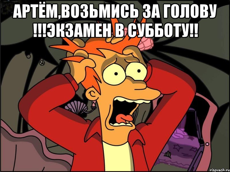 Артём,возьмись за голову !!!экзамен в субботу!! , Мем Фрай в панике