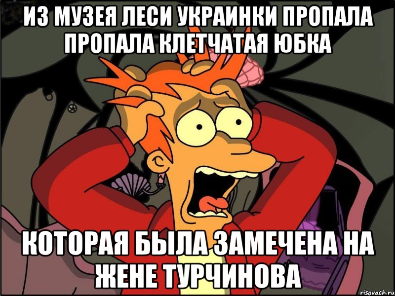 Из музея леси украинки пропала пропала клетчатая юбка Которая была замечена на жене турчинова, Мем Фрай в панике