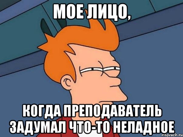 МОЕ ЛИЦО, КОГДА ПРЕПОДАВАТЕЛЬ ЗАДУМАЛ ЧТО-ТО НЕЛАДНОЕ, Мем  Фрай (мне кажется или)