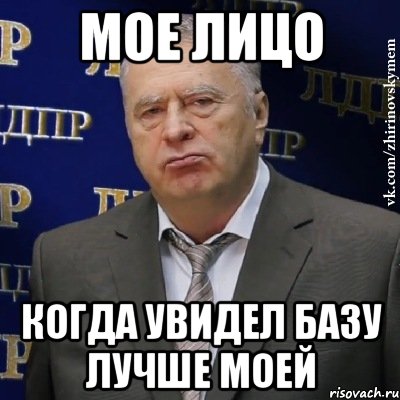 Мое лицо Когда увидел базу лучше моей, Мем Хватит это терпеть (Жириновский)