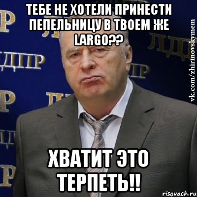 Тебе не хотели принести пепельницу в твоем же LARGO?? Хватит это терпеть!!, Мем Хватит это терпеть (Жириновский)