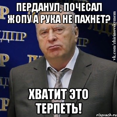 Перданул, почесал жопу а рука не пахнет? ХВАТИТ ЭТО ТЕРПЕТЬ!, Мем Хватит это терпеть (Жириновский)