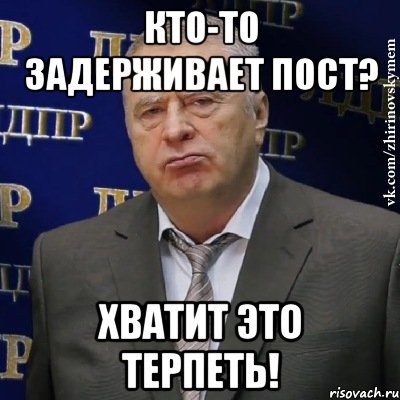 Кто-то задерживает пост? Хватит это терпеть!, Мем Хватит это терпеть (Жириновский)