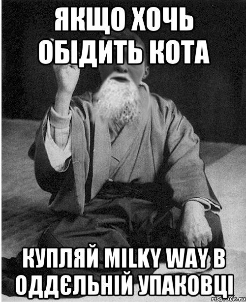 Якщо хочь обідить Кота купляй Milky Way в оддєльній упаковці
