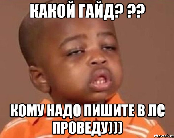 Какой гайд? ?? Кому надо пишите в лс проведу))), Мем  Какой пацан (негритенок)