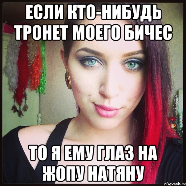 Если кто-нибудь тронет моего бичес То я ему глаз на жопу натяну