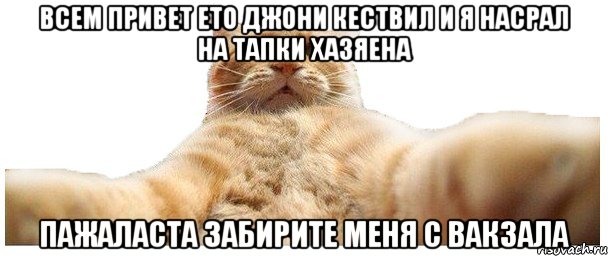 ВСЕМ ПРИВЕТ ЕТО ДЖОНИ КЕСТВИЛ И Я НАСРАЛ НА ТАПКИ ХАЗЯЕНА ПАЖАЛАСТА ЗАБИРИТЕ МЕНЯ С ВАКЗАЛА, Мем   Кэтсвилл