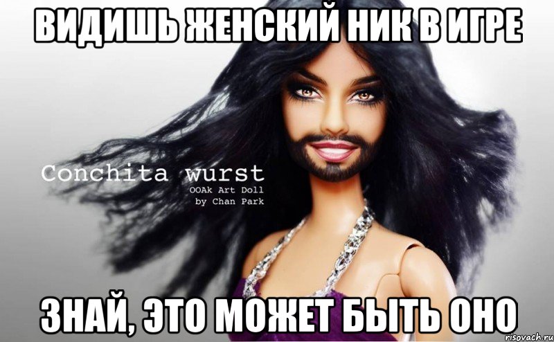 Видишь женский ник в игре знай, это может быть оно, Мем Кончита Вюрст
