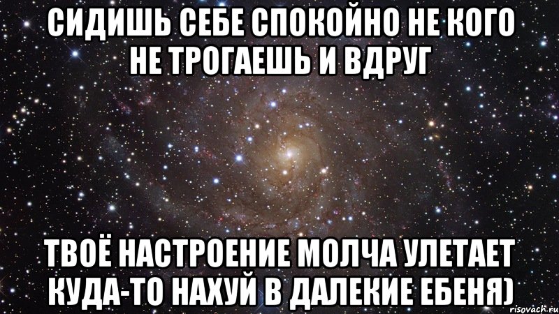 Сидишь себе спокойно не кого не трогаешь и вдруг твоё настроение молча улетает куда-то нахуй в далекие ебеня), Мем  Космос (офигенно)