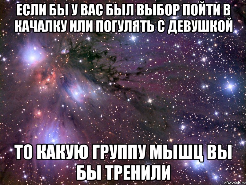 Если бы у вас был выбор пойти в качалку или погулять с девушкой То какую группу мышц вы бы тренили, Мем Космос