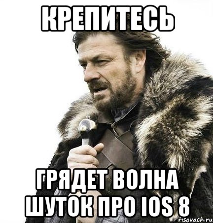 Крепитесь Грядет волна шуток про IOS 8, Мем Зима близко крепитесь (Нед Старк)