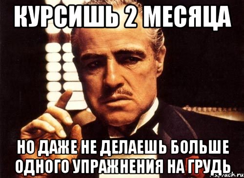 курсишь 2 месяца но даже не делаешь больше одного упражнения на грудь, Мем крестный отец