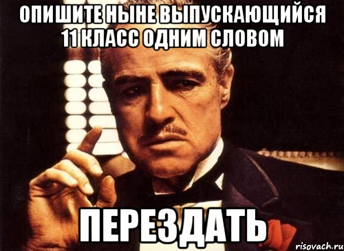 ОПИШИТЕ НЫНЕ ВЫПУСКАЮЩИЙСЯ 11 КЛАСС ОДНИМ СЛОВОМ ПЕРЕЗДАТЬ, Мем крестный отец