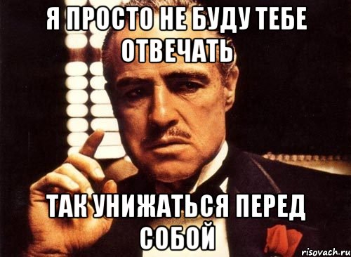 Я просто не буду тебе отвечать так унижаться перед собой, Мем крестный отец