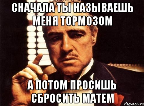 Сначала ты называешь меня тормозом А потом просишь сбросить матем, Мем крестный отец