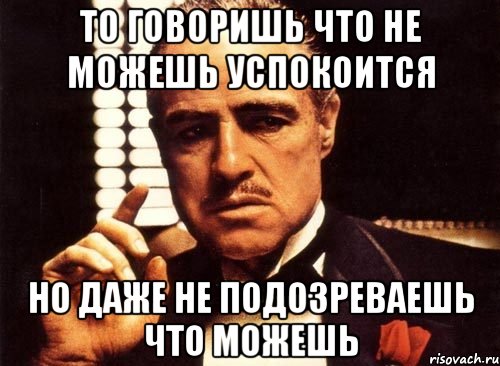 то говоришь что не можешь успокоится но даже не подозреваешь что можешь, Мем крестный отец