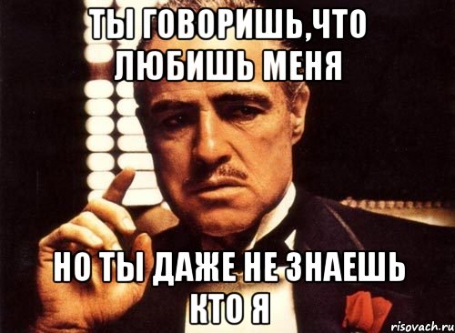 Ты говоришь,что любишь меня Но ты даже не знаешь кто я, Мем крестный отец