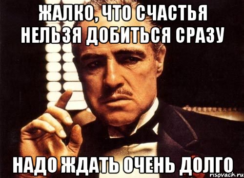 Жалко, что счастья нельзя добиться сразу Надо ждать очень долго, Мем крестный отец