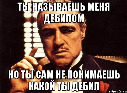 Ты называешь меня дебилом но ты сам не понимаешь какой ты дебил, Мем крестный отец