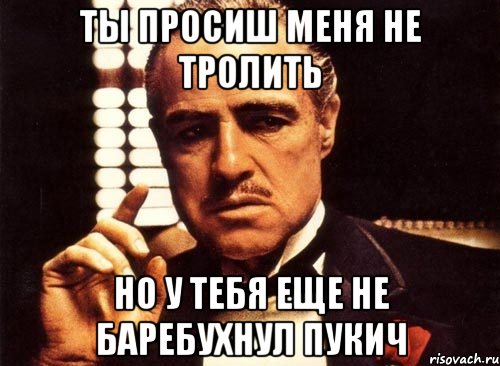 ты просиш меня не тролить но у тебя еще не баребухнул пукич, Мем крестный отец