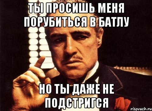 ты просишь меня порубиться в батлу но ты даже не подстригся, Мем крестный отец