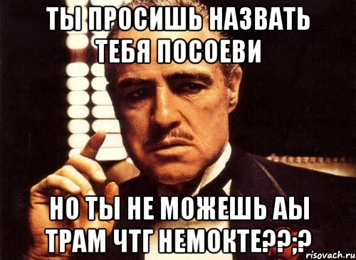 ты просишь назвать тебя посоеви но ты не можешь аы трам чтг немокте??;?, Мем крестный отец