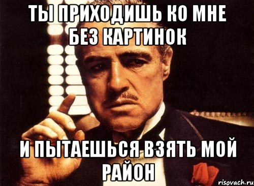 Ты приходишь ко мне без картинок и пытаешься взять мой район, Мем крестный отец